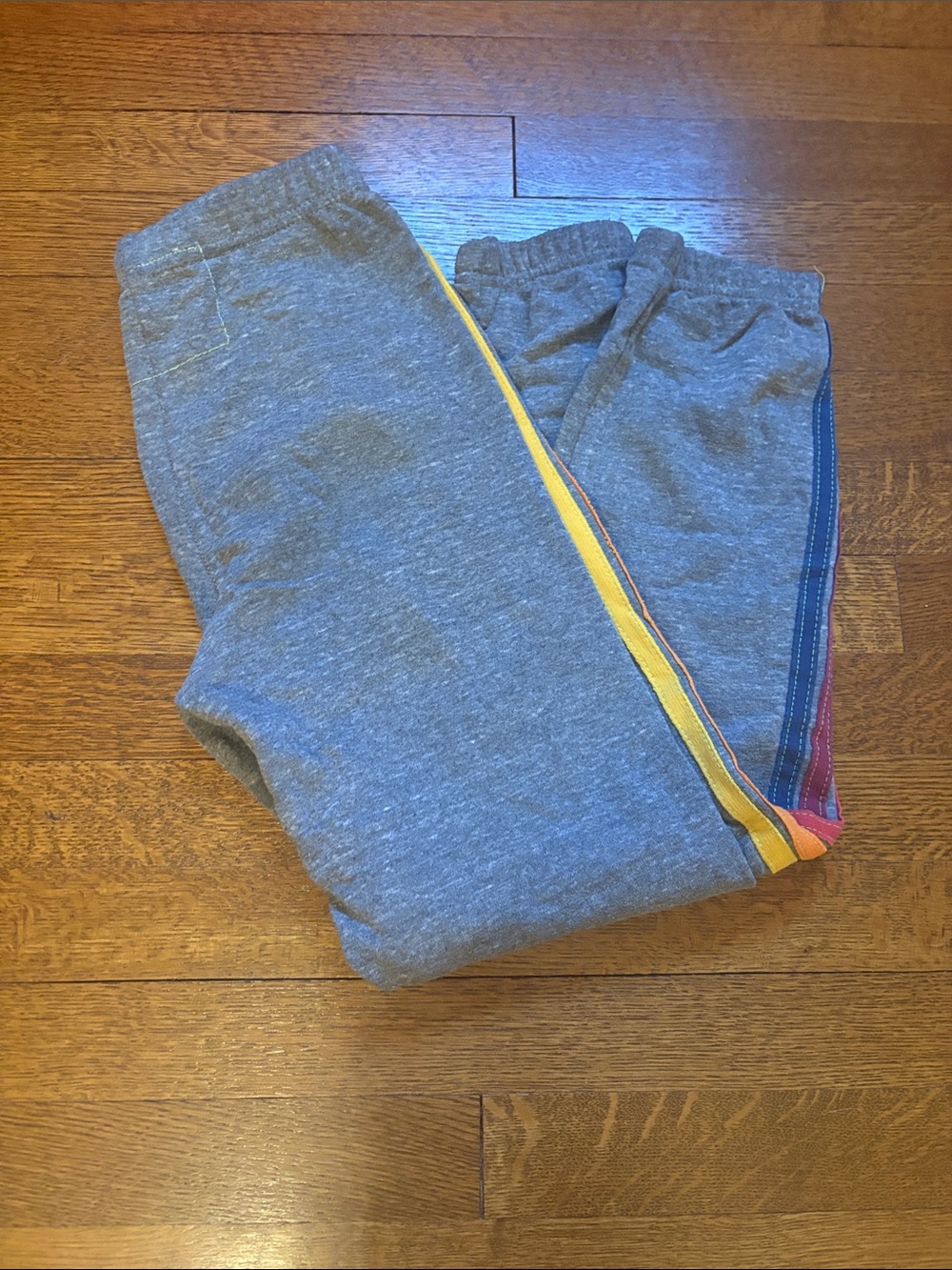 Aviator Nation Kids Heather Gray Sweatpants with Rainbow Side Stripes